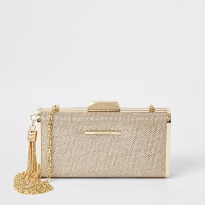 river island gold clutch