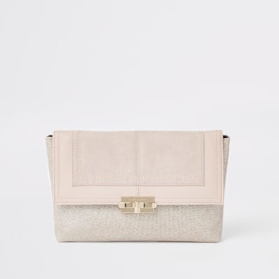 Gold glitter clutch bag