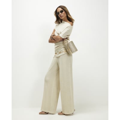 Glitter Knitted Wide Leg Trousers