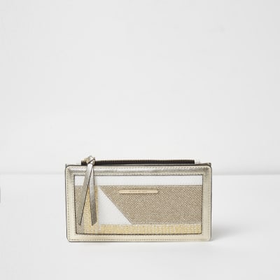 Gold glitter mix slim foldout purse