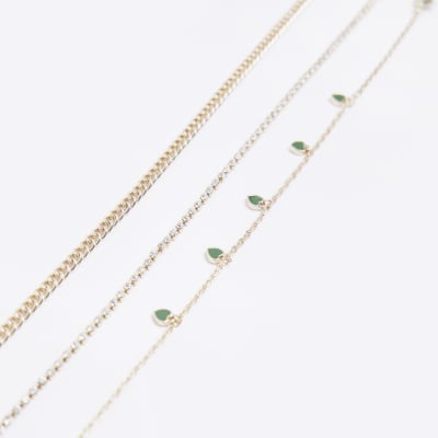 Gold heart anklet multipack