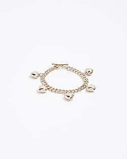 Gold heart charm bracelet