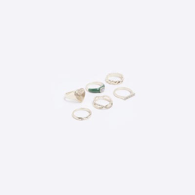 Gold heart enamel ring multipack