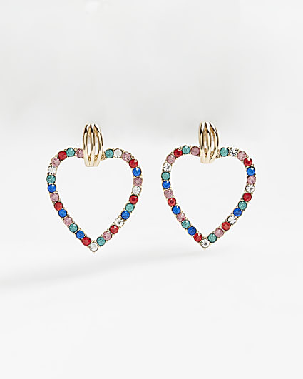 Gold heart hoop earrings