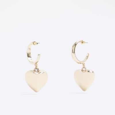Gold heart hoop earrings River Island