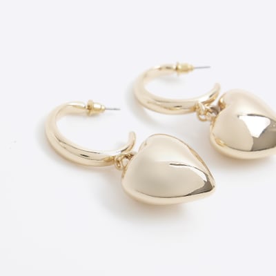 Gold heart hoop earrings River Island