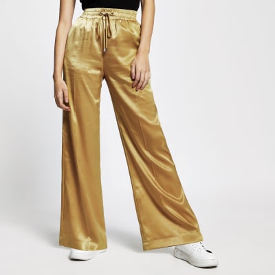 gold high waisted pants