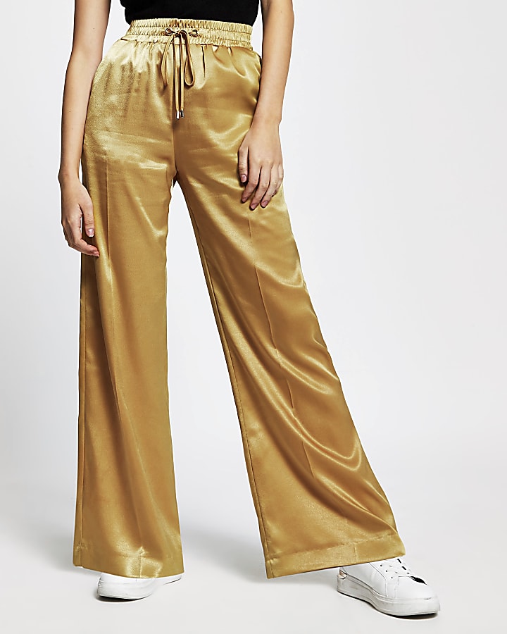 Gold high waist wide leg trousers