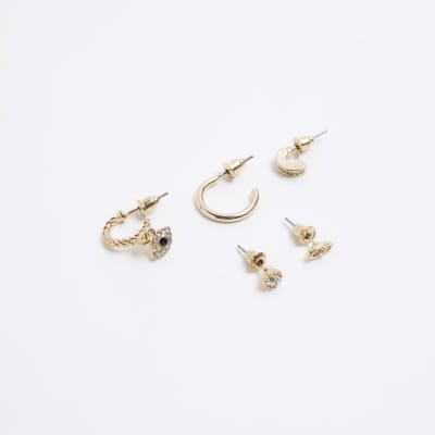 Gold hoop and stud earrings multipack River Island