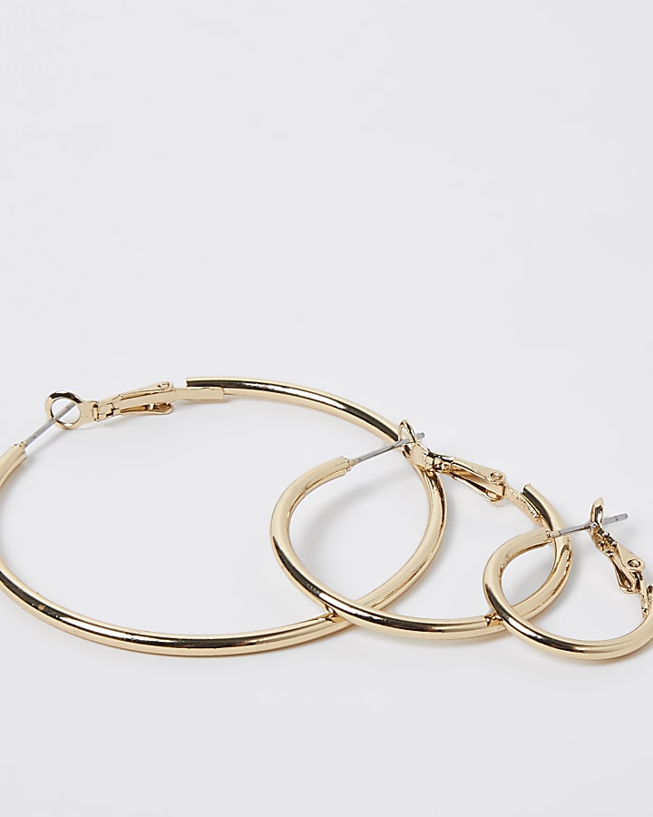 Gold hoop earrings multipack