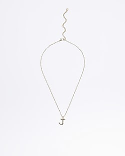 Gold 'J' initial charm necklace