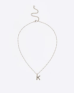 Gold 'K' initial charm necklace