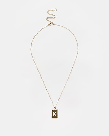 Gold K initial necklace