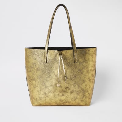 large gold beach bag