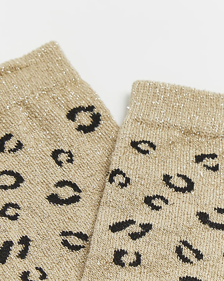 Gold leopard print socks