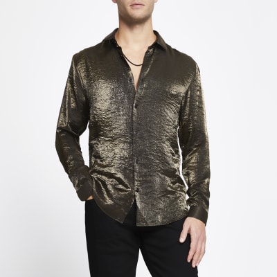 gold and white shirt mens