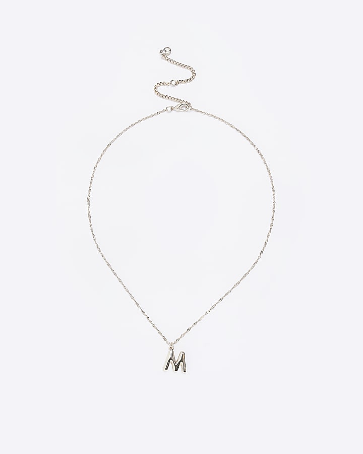 Gold 'M' initial charm necklace