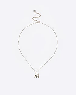 Gold 'M' initial charm necklace