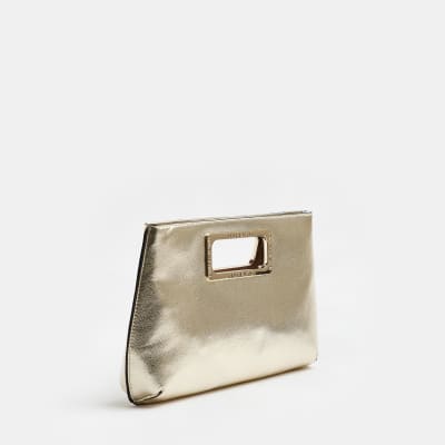 Gold Metal Handle Clutch Bag River Island