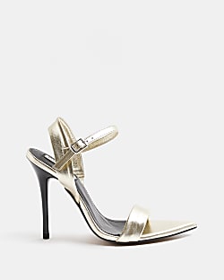 Gold metallic heeled sandals