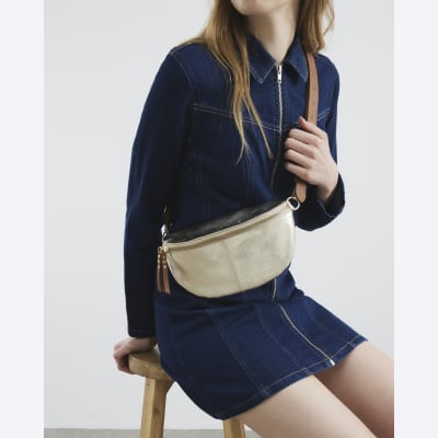 Gold Metallic Leather Bum Bag