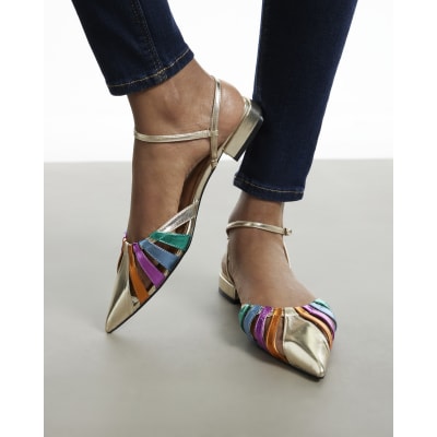 Metallic Pointed Toe Flat Shoes