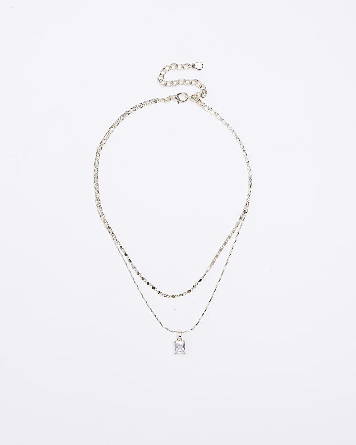 Gold Multi Chain Pendant Necklace