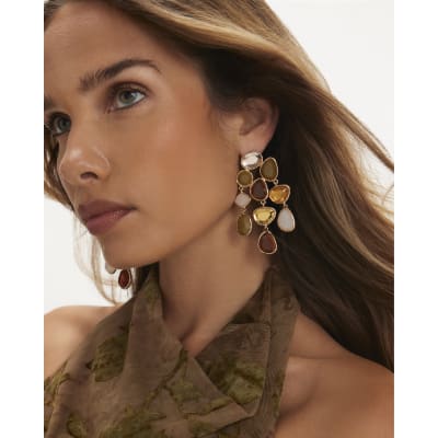 Multi Faceted Drop Earrings