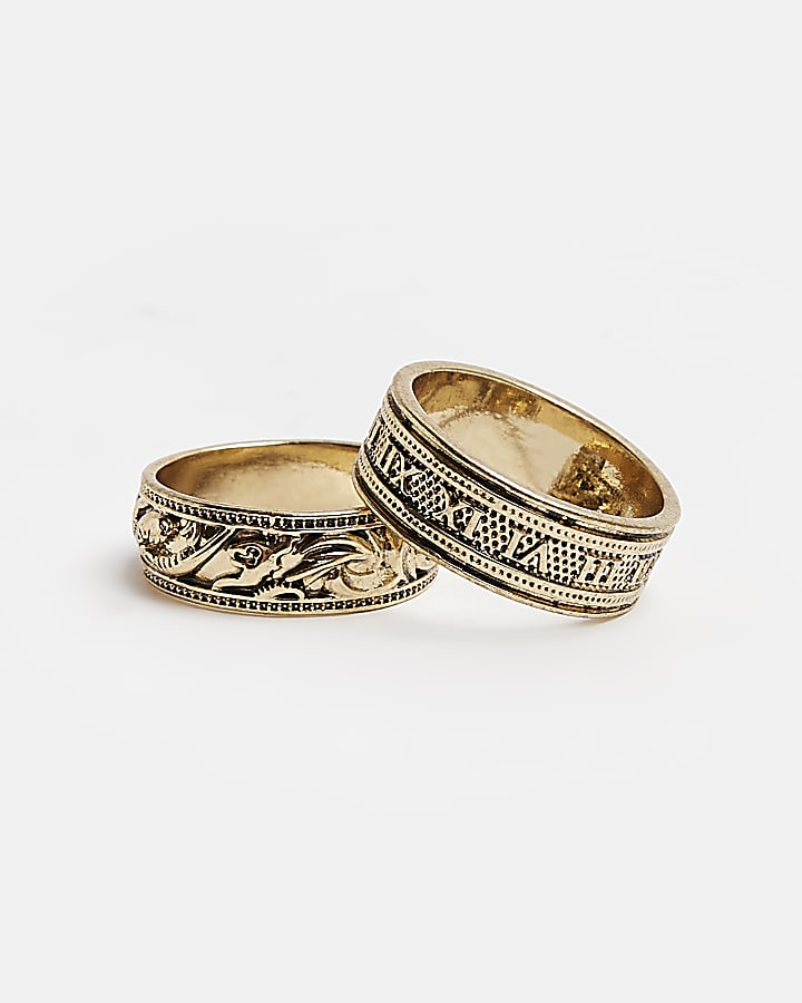 Gold Multipack of 2 engraved Rings