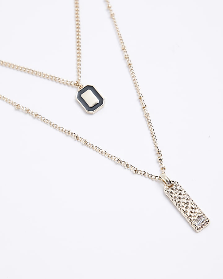 Gold multirow charm necklace