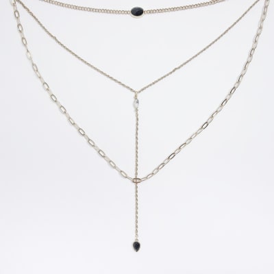 Gold multirow choker necklace