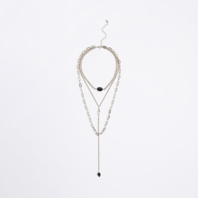 Gold multirow choker necklace