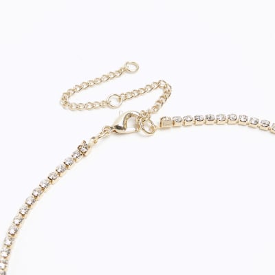 Gold N initial necklace River Island