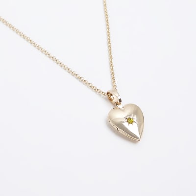 Gold November Birthstone Heart Necklace River Island
