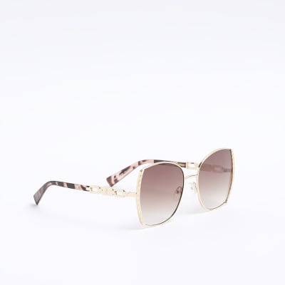 Gold oversized round sunglasses