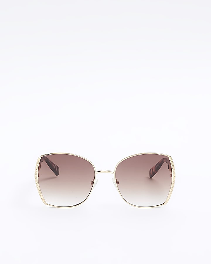 Gold oversized round sunglasses