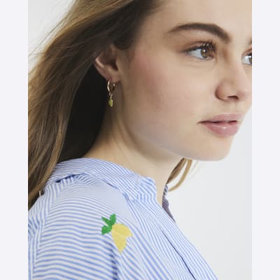 Gold Pack Of 3 Evil Eye & Fruit Drop Earrings