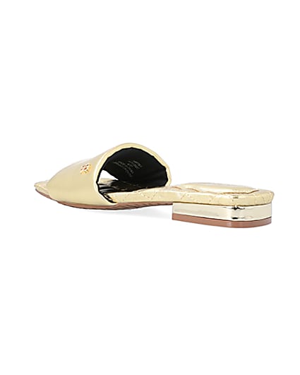360 degree animation of product Gold padded flat sandals frame-9