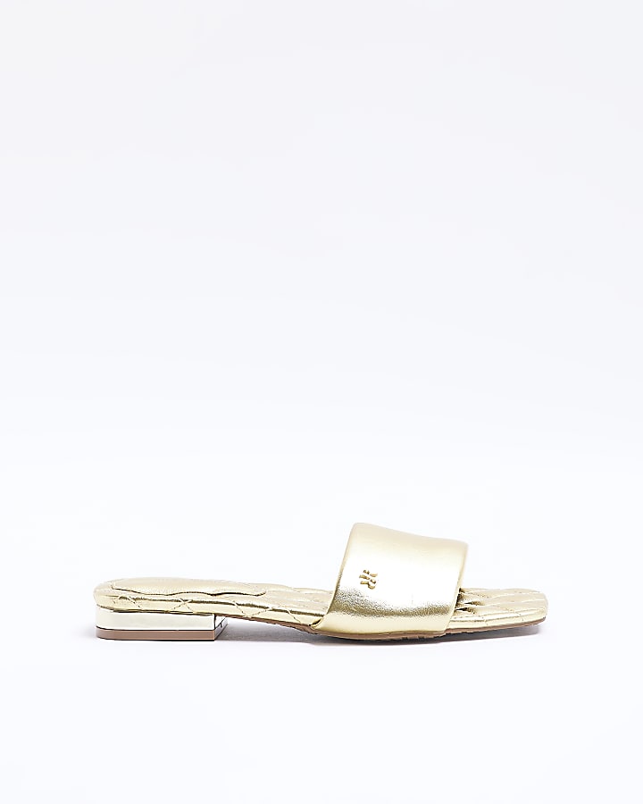 Gold padded flat sandals