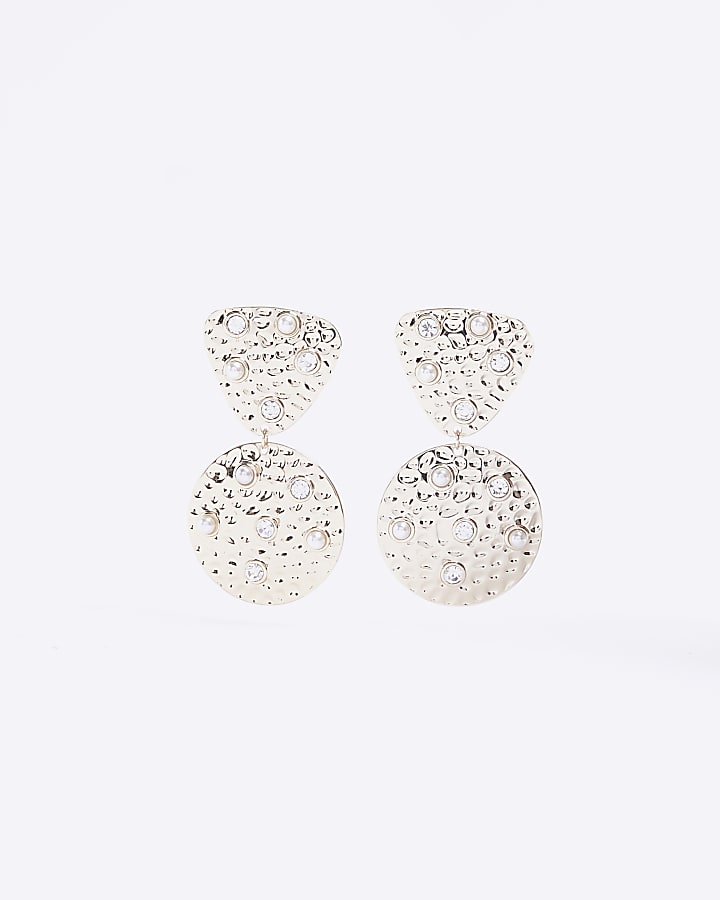 Gold Pearl Diamante Earrings