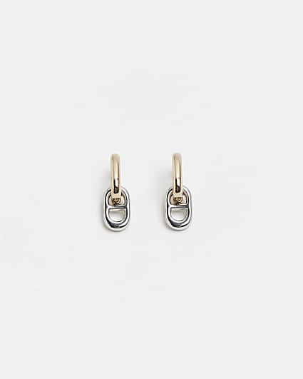 Gold pendant drop earrings