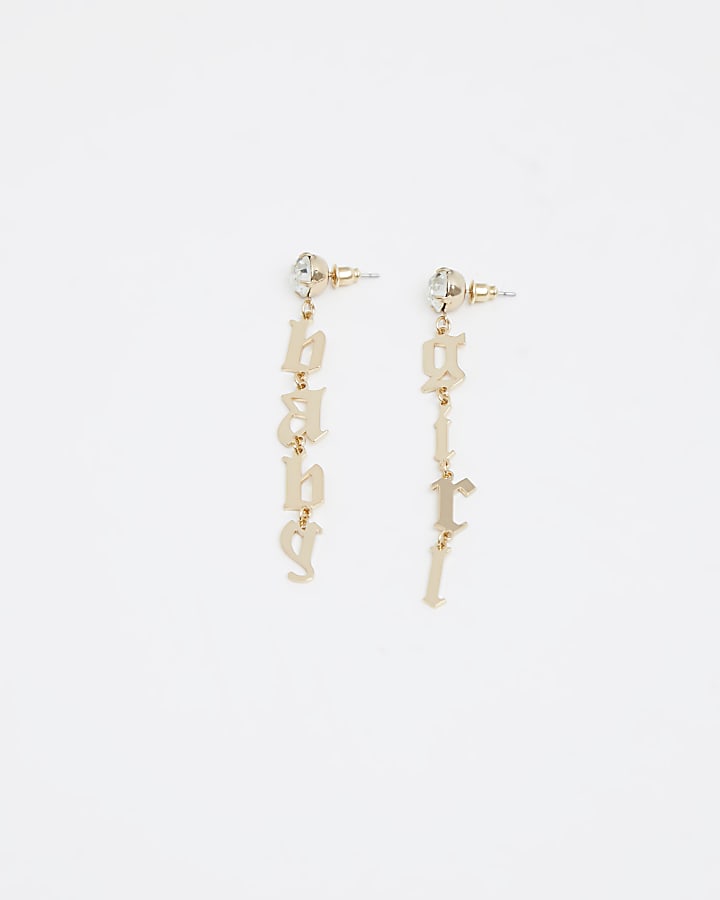 Gold pendant drop earrings