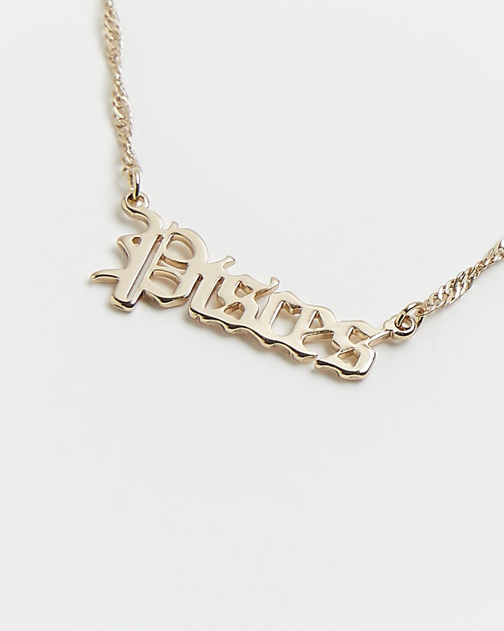 Gold 'Pisces' horoscope necklace