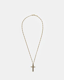 Gold plated cross chain Textured necklace