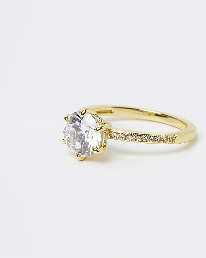 Gold plated crystal ring