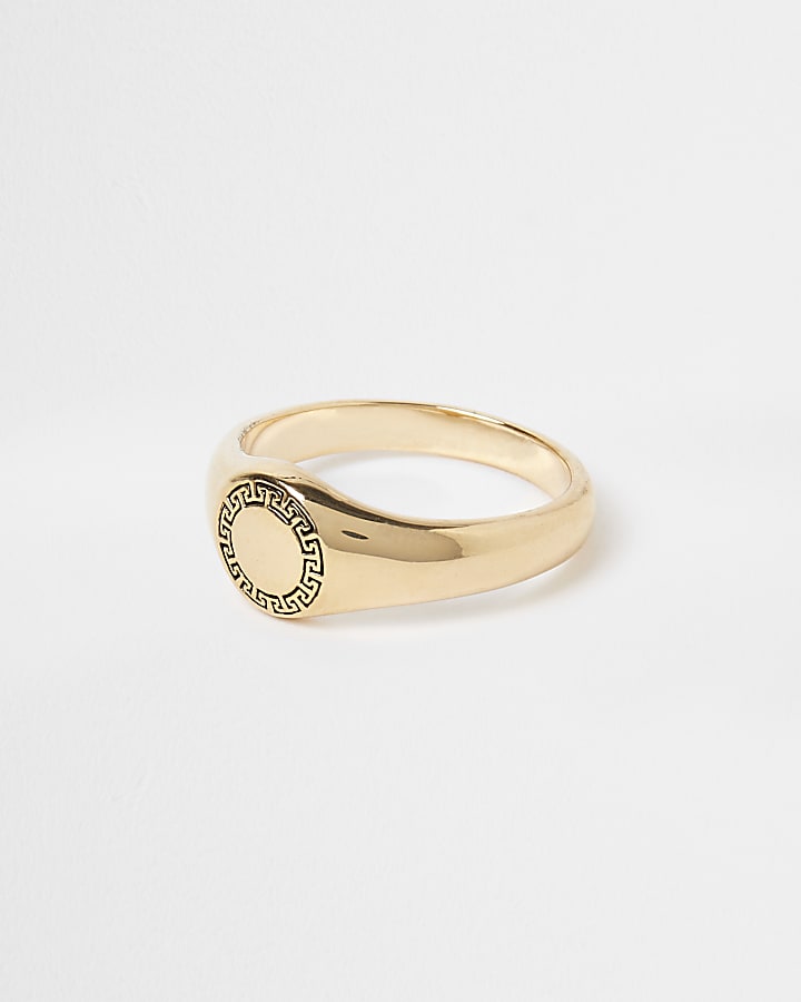 Gold plated Greek key signet ring
