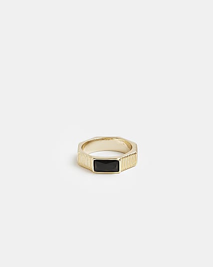 Gold Plated Hexagon Ring