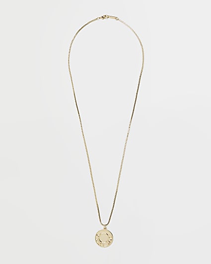 Gold plated numerals coin pendant necklace