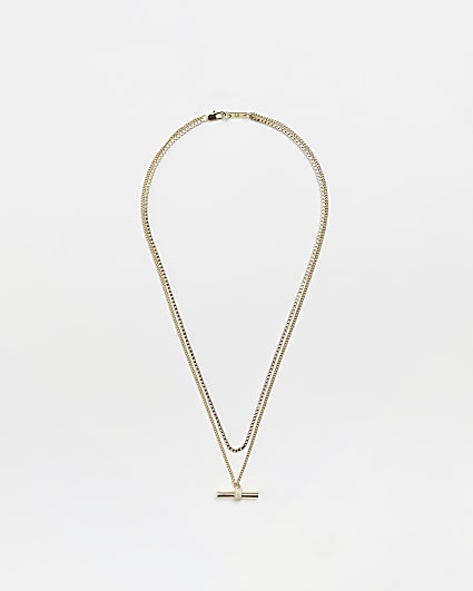 Gold plated T Bar necklace