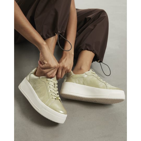 River Island Gold Platform Lace Up Trainers
